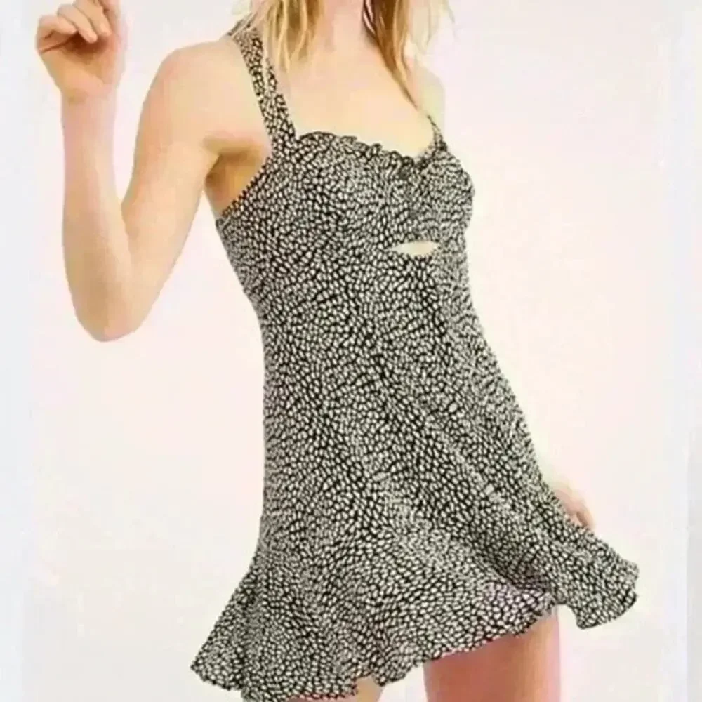 Intimately By Free People Animal Print Peekaboo Flowy Sun Boho Dress Size Medium